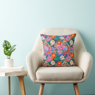 Kühnes retro-blumenmuster kissen