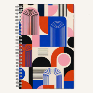 Kühnes Retro-Geometrisches-Bogen-Muster-Notizbuch Notizblock