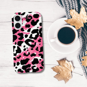 Kühnes Rosa Schwarz Leopard Gepard Tierprint iPhone 16 Hülle