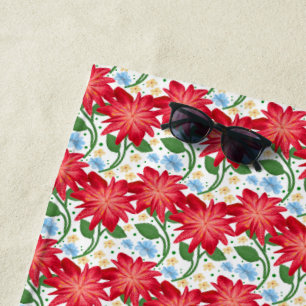 Kühnes rotes florales nahtloses Muster Farbige Strandtuch