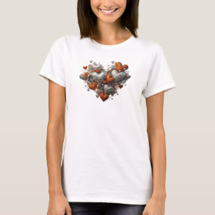 Kühnes rotes HEARTS UNITE Textdesign T-Shirt
