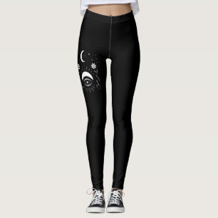 Kühnes Schwarz-Weiß-Auge Boho Leggings