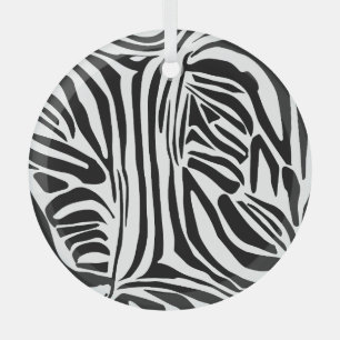 Kühnes Schwarz-Weiß-Zebramuster Ornament Aus Glas