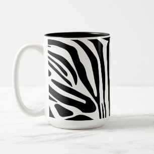 Kühnes Schwarz-Weiß-Zebramuster Zweifarbige Tasse