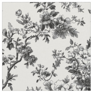 Kühnes schwarzes Blumenast-Muster Stoff