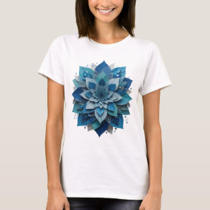 Kühnes Silber BLAUE EISBLUME Künstlerisches Motiv T-Shirt