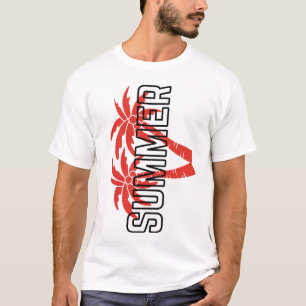 Kühnes Sommer Grafik T-Shirt   Rot tropisch 