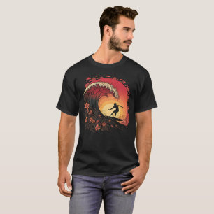 Kühnes Surfer-Silhouette-Wave-Rider-T-Shirt T-Shirt
