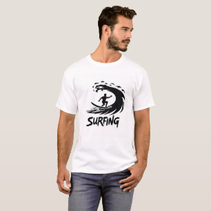 Kühnes Surfer-Silhouette-Wellen-T-Shirt T-Shirt