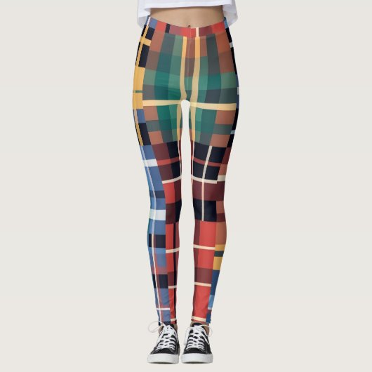 Kühnes Tartan-Mischmuster Leggings (Vorderseite)