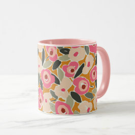 Kühnes, tintenfarbenes Blumenmuster | Handgezeichn Tasse