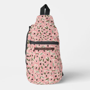 Kühnes, tintenfleckiges Blumenmuster Handgezeich Crossbody Bag