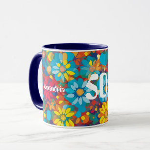 Kühnes zeitgenössisches florales Muster lebhafte G Tasse