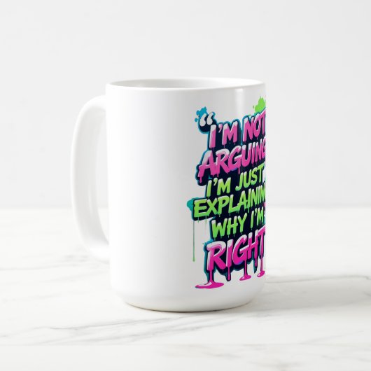 Kühnes Zitat Neon Graffiti Design Kaffeetasse (Vorderseite Links)