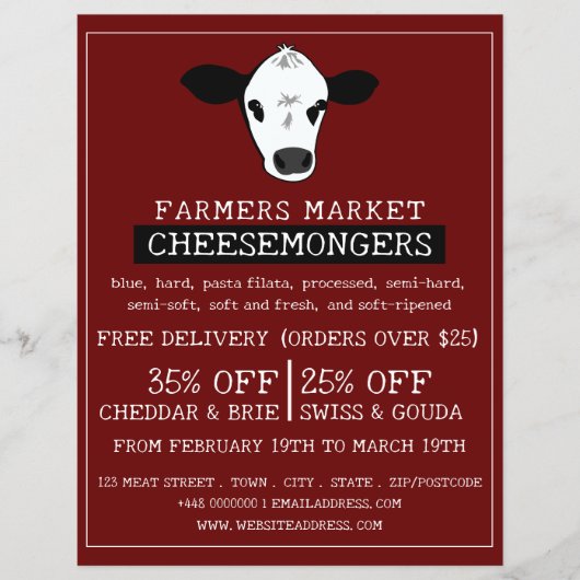 Kuhportrait, Käsemongerwerbung Flyer (Vorne)