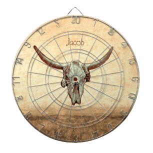 Kuhschädel Braun Western Country Rustikal Stil Dartscheibe