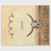 Kuhschädel Brauner Western Rustikaler Stil Geschenkpapier (Flach)