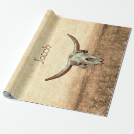 Kuhschädel Brauner Western Rustikaler Stil Geschenkpapier