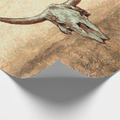 Kuhschädel Brauner Western Rustikaler Stil Geschenkpapier (Ecke)