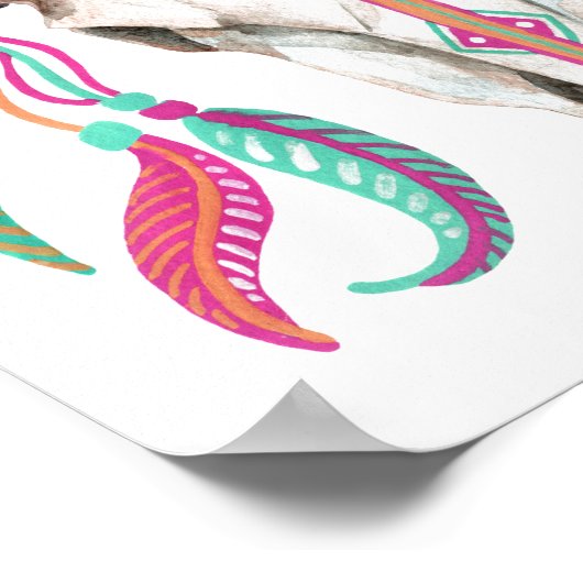 Kuhschädel mit Dream Catchers Poster (Ecke)