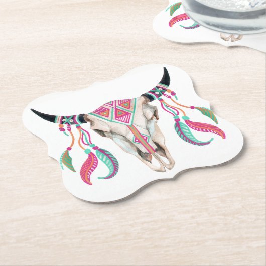 Kuhschädel mit Dream Catchers Untersetzer (angewinkelt)