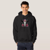 Kuhschädel mit Federn und rosa Blüten Hoodie (Vorne ganz)
