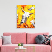 Kuhschädel und Feuer Leinwanddruck (Insitu (Wohnzimmer))