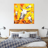Kuhschädel und Feuer Leinwanddruck (Insitu (Schlafzimmer))