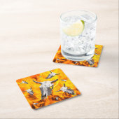 Kuhschädel und Feuer Rechteckiger Pappuntersetzer (Vor Ort)