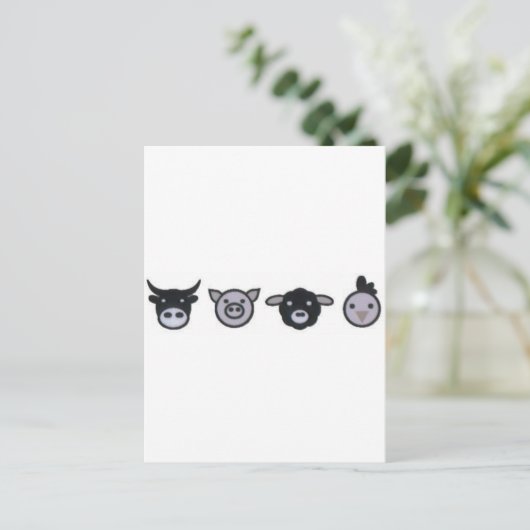 Kuhschaf Postkarte (Stehend Vorderseite)