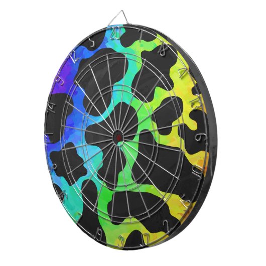 Kuhschwarz und Regenbogen Geschenke Dartscheibe (Vorderseite rechts)