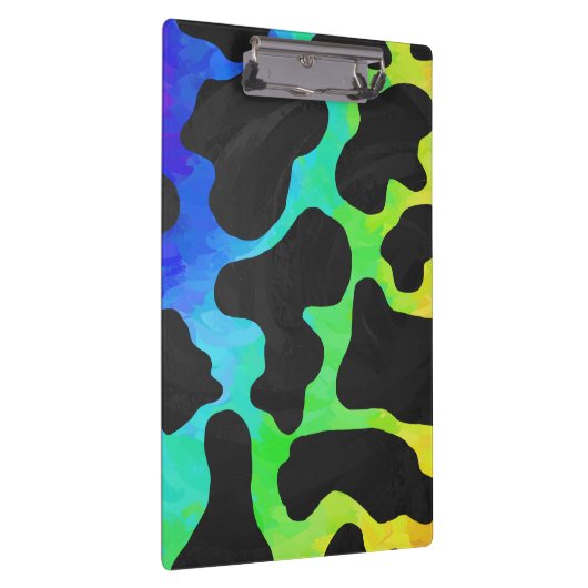 Kuhschwarz und Regenbogen Geschenke Klemmbrett (Rechts)