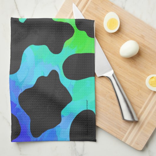 Kuhschwarz und Regenbogen Geschenke Küchentuch (Viertel Falte)