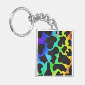 Kuhschwarz und Regenbogen Geschenke Schlüsselanhänger (Vorderseite links)