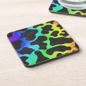 Kuhschwarz und Regenbogen Geschenke Untersetzer (Linke Seite)