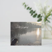 Kuhsee am Morgen mit Hund in Augsburg Postkarte (Stehend Vorderseite)