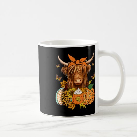 Kuhstall und Blätter Pumpkins Herbst Erntedank Kaffeetasse (Rechts)