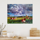 Kuhweide im Nordfriesischen Marsch 1918 Poster (Küche)