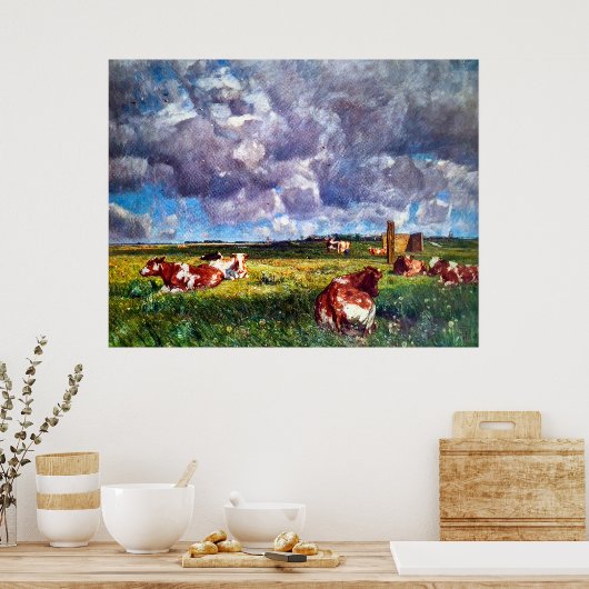 Kuhweide im Nordfriesischen Marsch 1918 Poster (Küche)