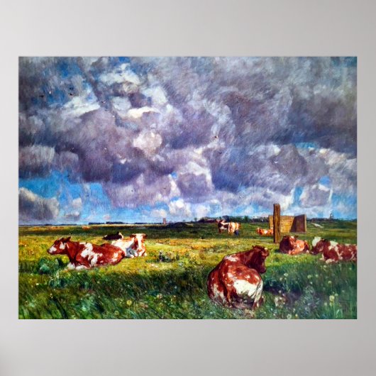Kuhweide im Nordfriesischen Marsch 1918 Poster (Vorne)