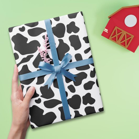 Kuhweide schwarz-weiß geschenkpapier