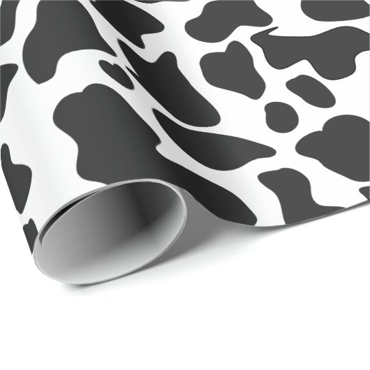 Kuhweide schwarz-weiß geschenkpapier (Rolleneckpunkt)