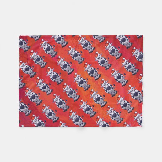 Kuhweihweihnachtszeit auf Red Feild Fleecedecke (Vorderseite (Horizontal))