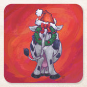 Kuhweihweihnachtszeit auf Red Feild Rechteckiger Pappuntersetzer (Vorderseite)