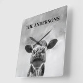 Kuhwolken-Schwarz-weiße Quadratzenuhr Quadratische Wanduhr (Winkel)