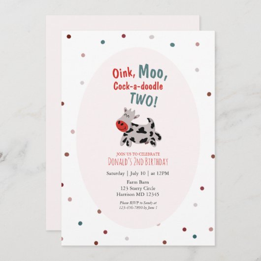 Kuhzucht Zweiten Geburtstag Einladung (Vorne/Hinten)