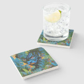 "Kuiráya" - Bleimalerei - Frauen in Amazonien Steinuntersetzer (Seitenansicht)