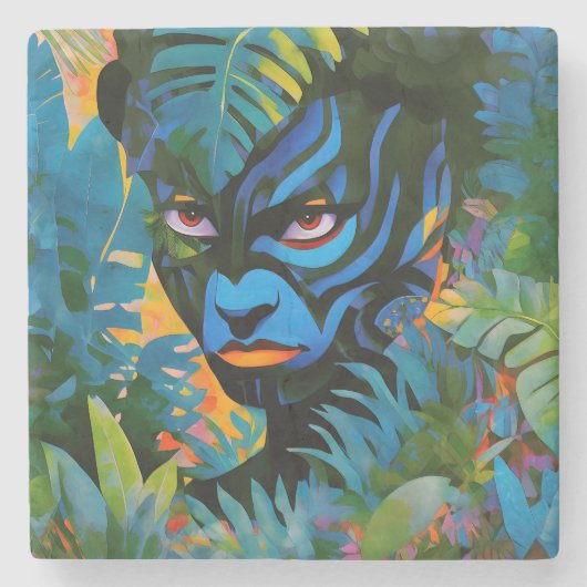 "Kuiráya" - Bleimalerei - Frauen in Amazonien Steinuntersetzer (Vorderseite)