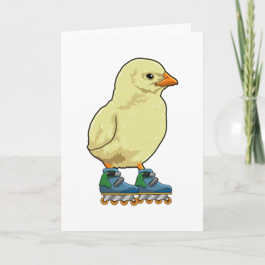 Küken als Inline-Skater mit Inline-Skates Karte (Vorderseite)