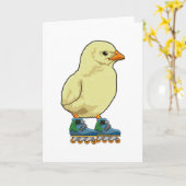 Küken als Inline-Skater mit Inline-Skates Karte (Gelbe Blume)
